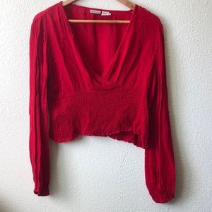Red vintage wrap style crop top